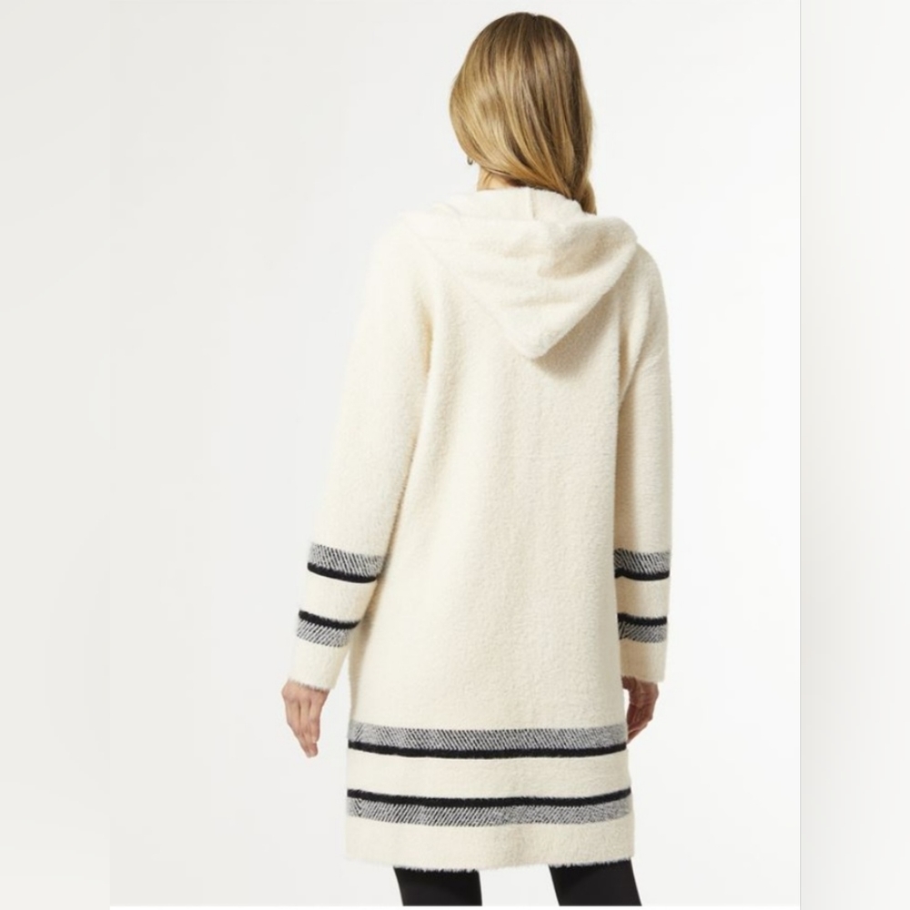 NWT - Coco & Carmen Flora Hooded Cardigan/Sweater Coat with stripe detail. BEST!